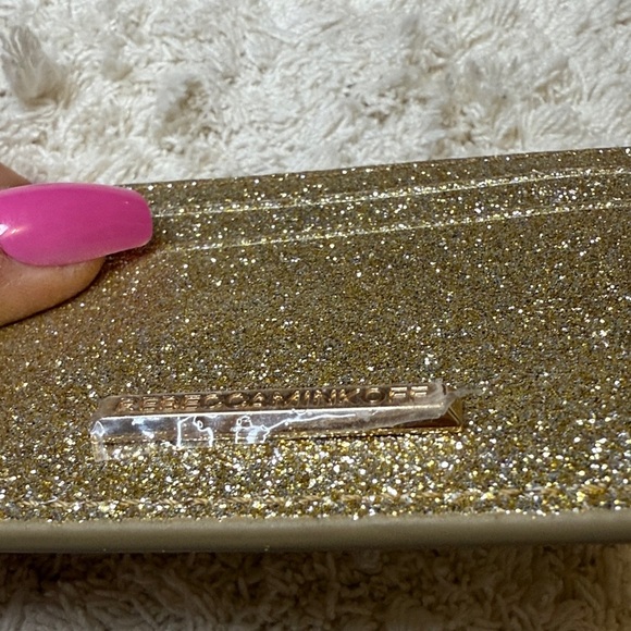 ✨NWOT Rebecca Minkoff Sparkling Gold Card Holder - Picture 2 of 9